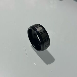 Men’s Roman Numeral Black Tungsten Carbide Ring #8
